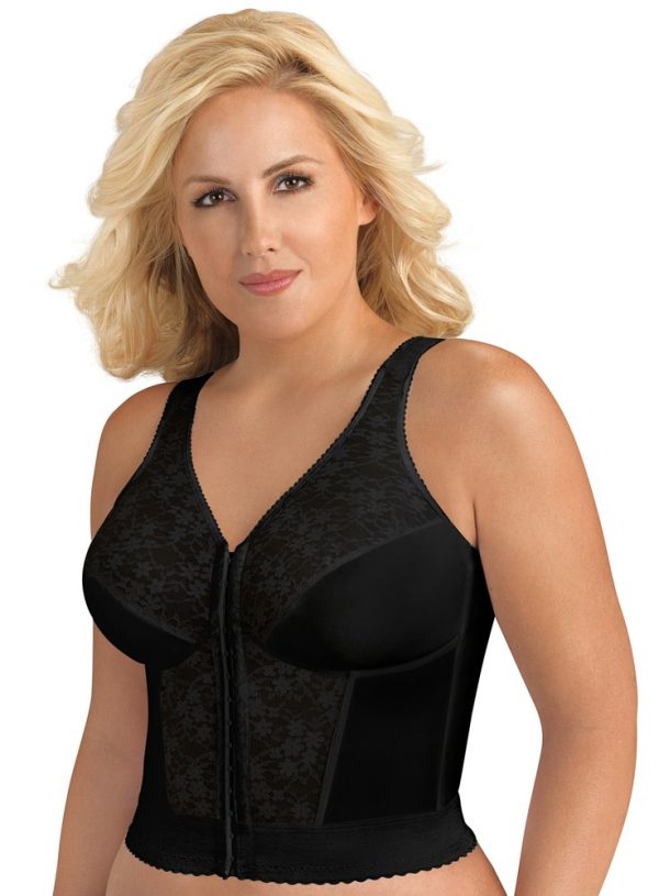 EXQUISITE FORM Front Opening Longline Bra Posture back- Black