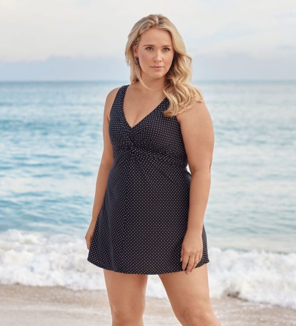 Miraclesuit Pin Point Marais Plus size Short Shaping Swimdress