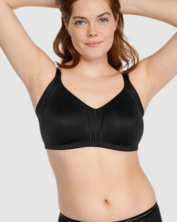 NATURANA Side Smoother Wirefree Minimiser Bra B-E Cups in band sizes 12-24 Black - Image 2