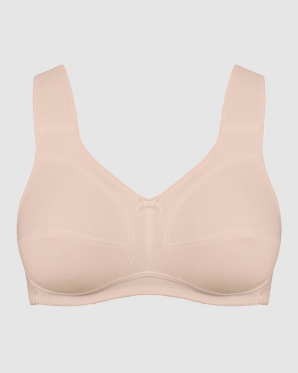 NATURANA Full coverage wide strap Cotton bra B-DD Cups in band sizes 14-36 - Beige & Navy - Image 6