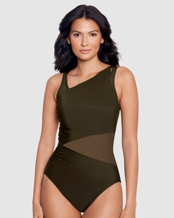 Miraclesuit Network Azura U/W Mesh Cutouts Swimsuit - Nori