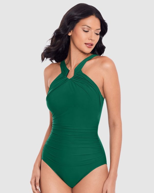 Miraclesuit Rock Solid Aphrodite High Neck Shaping swimsuit - Malachite - Image 2