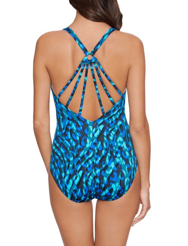 Magicsuit Drew V Neck Slimming Tummy Control Swimsuit Blue/Multi - Image 4