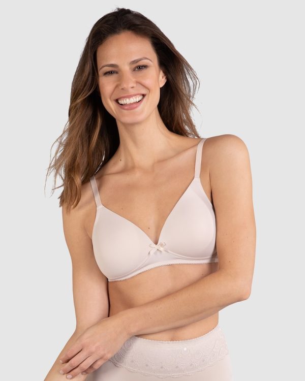 NATURANA Soft & Seamless Wireless Padded T-Shirt Bra in Beige & White A-D Cups in band sizes 12-20