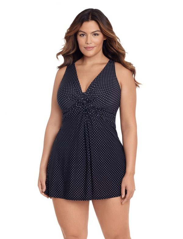 Miraclesuit Pin Point Marais Plus size Short Shaping Swimdress - Image 2