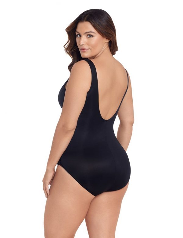 Miraclesuit Illusionists Crossover Draped Plus size Shaping Swimsuit in Black - Image 3