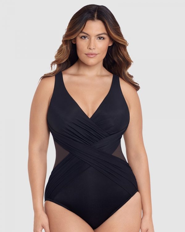 Miraclesuit Illusionists Crossover Draped Plus size Shaping Swimsuit in Black - Image 4