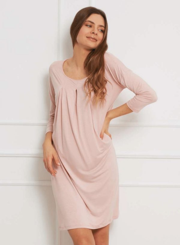 Oh!Zuza Soft Viscose Modal Lounge Dress or Nightdress Dusty Pink