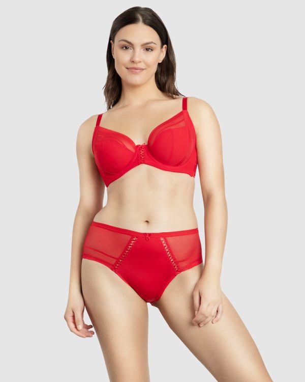 PARFAIT Shea Supportive Full Bust Plunge Bra 8-18 bands D-H cups Red - Image 2