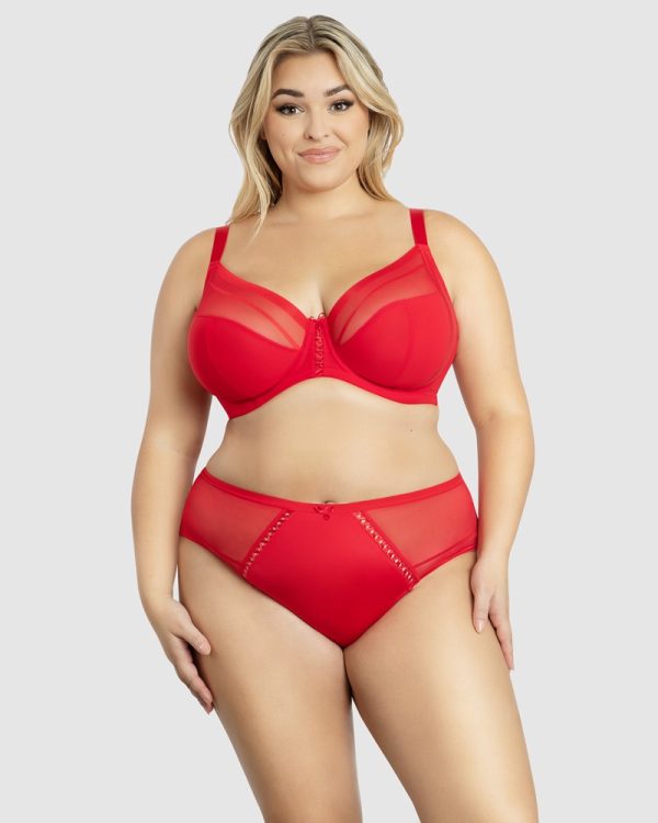 PARFAIT Shea Supportive Full Bust Plunge Bra 8-18 bands D-H cups Red