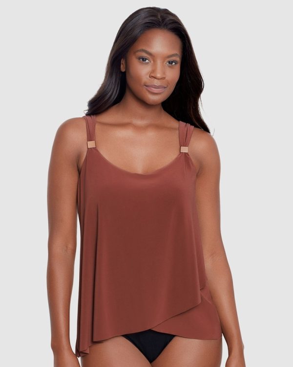 Miraclesuit Dazzle Underwired Draped Tankini Top- Tamarind