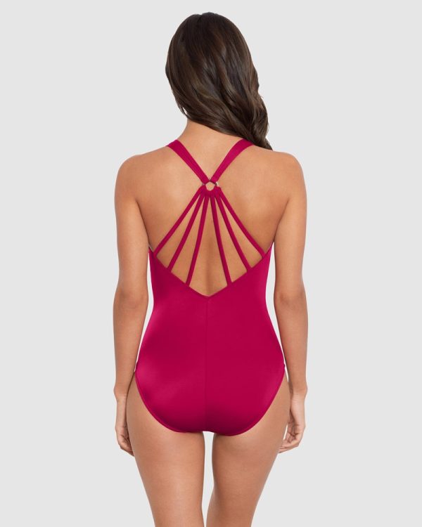 Magicsuit Drew V Neck One Piece Shaping Swimsuit in Vamp Red - Image 2