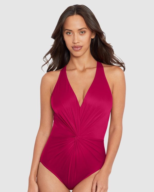 Magicsuit Drew V Neck One Piece Shaping Swimsuit in Vamp Red