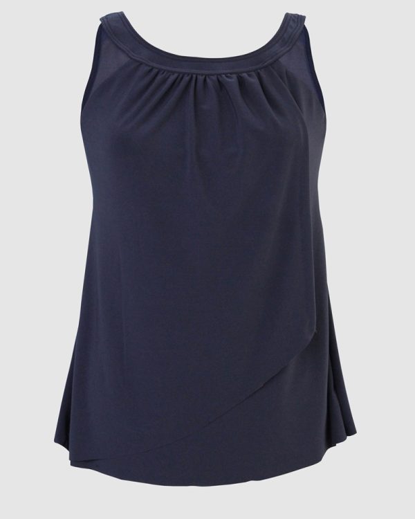 Miraclesuit Illusionists Ursula High Neck Underwired Plus Size Tankini Top in Midnight - Image 2