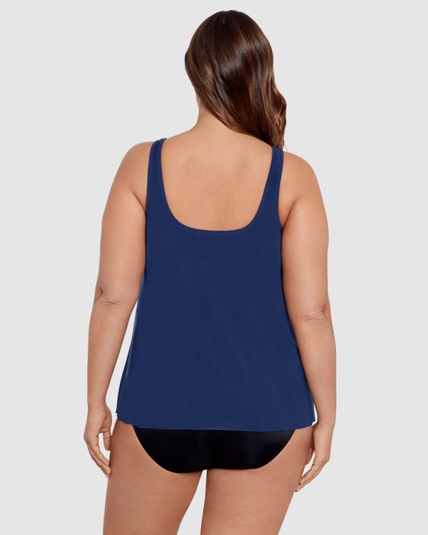 Miraclesuit Illusionists Ursula High Neck Underwired Plus Size Tankini Top in Midnight - Image 3