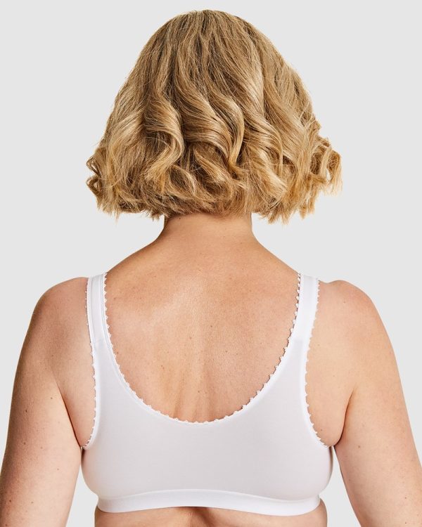 Royce Comfi-Bra front fastening Wireless Pima cotton bra B/C D/DD in bands 10-22 White - Image 3