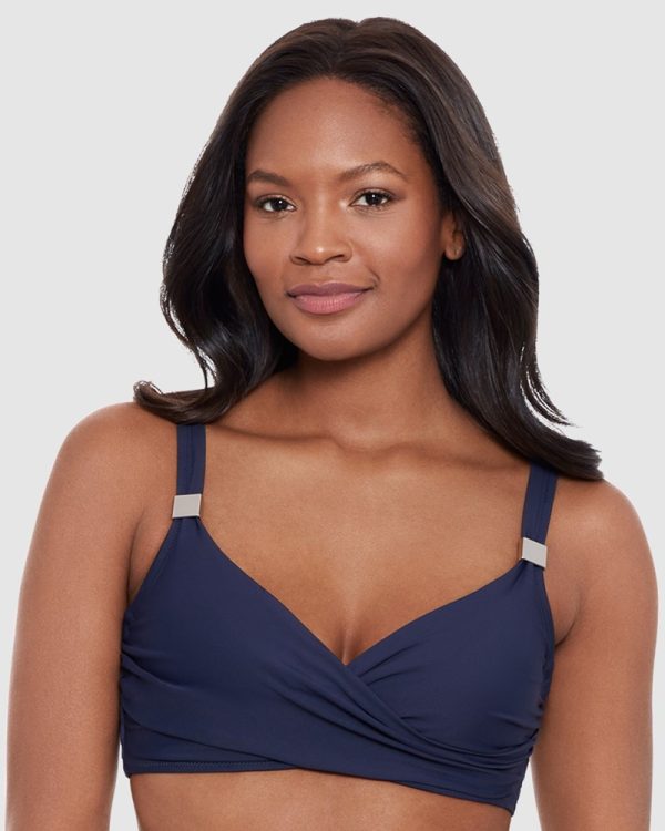 Miraclesuit Surplice Supportive Underwired Full Bust Bikini Top in D-DD-E Cups Midnight - Image 2