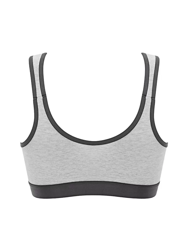 Royce Eden Wireless Organic cotton bra with front-fastening zip in Grey Marle in bands 10-22 - Image 5