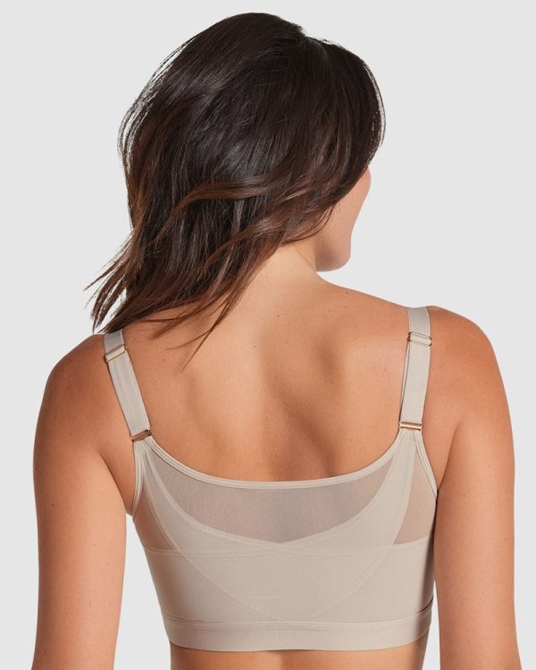 LEONISA Multi/Benefit Posture Corrector Wireless Front Open Bra in bands 12-18 in B-C-D cups Nude - Image 4