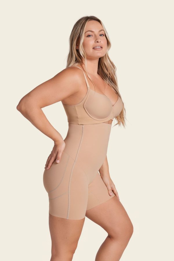 LEONISA On Target Firm Tummy Control Body Shaper thigh high in Nude