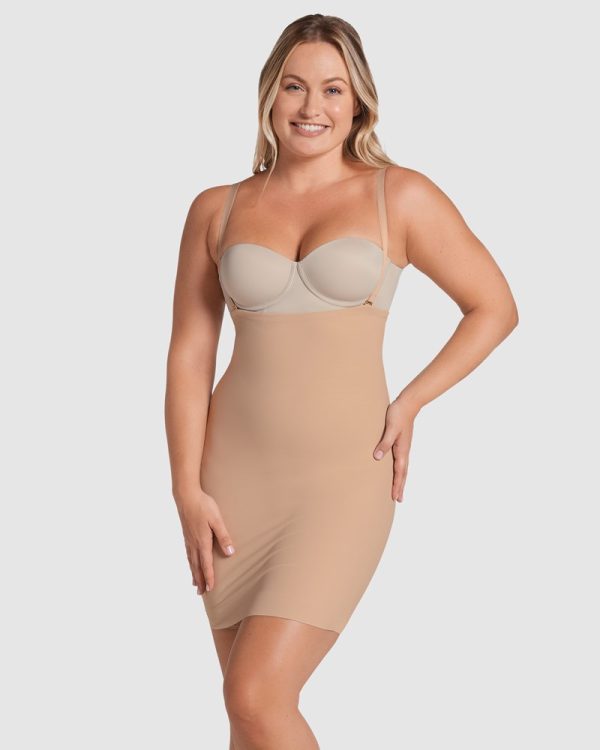 LEONISA Undetectable Skort Shapewear Slip Skirt & Anti Chafe Short in beige