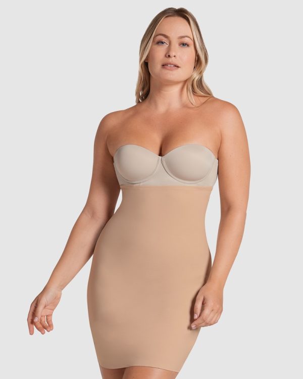 LEONISA Undetectable Skort Shapewear Slip Skirt & Anti Chafe Short in beige - Image 2