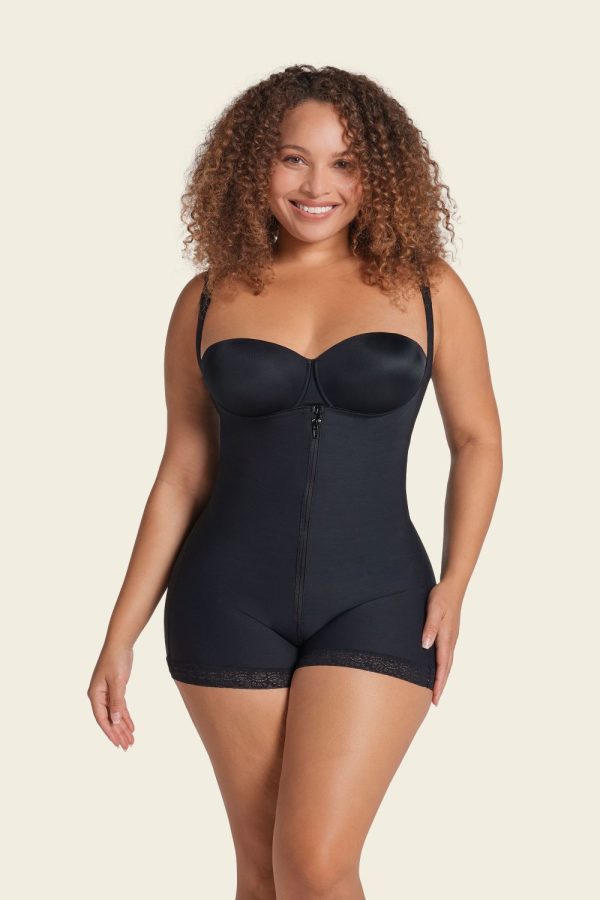 LEONISA TopSculpt Firm Control Cupless Zip Up Body Shaper black - Image 2