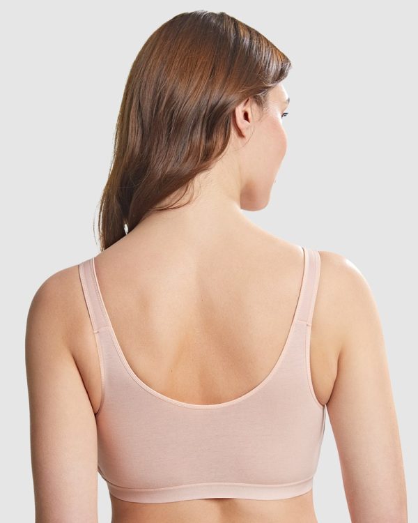 Royce Comfi-Bra front fastening Wireless Pima cotton bra B/C D/DD in bands 10-22 in Blush - Image 3