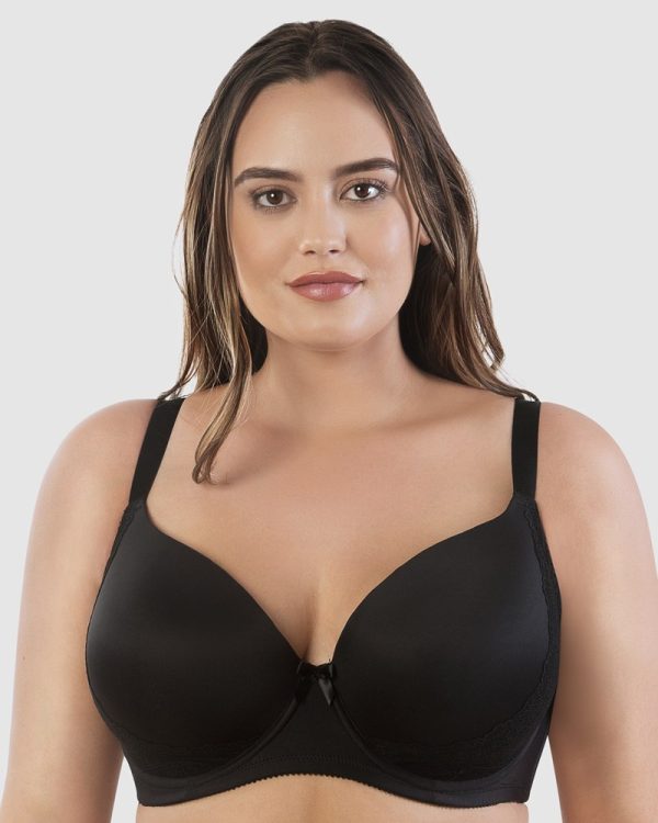 PARFAIT Casey Contour Plunge UW T-shirt Bra in C-H Cups in band sizes 8-20 in Nude & Black - Image 2