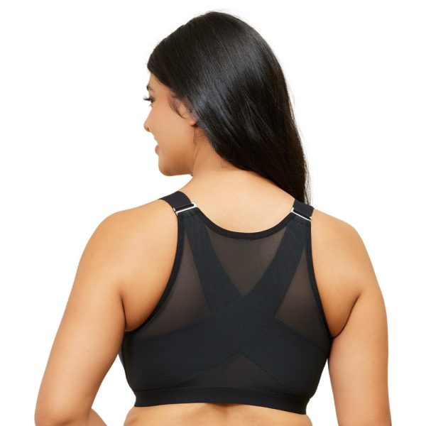 LEADING LADY Moira Wirefree Spacer Cup Front Close Bra A-FF Cups band sizes 12-26 in black & Sand - Image 4