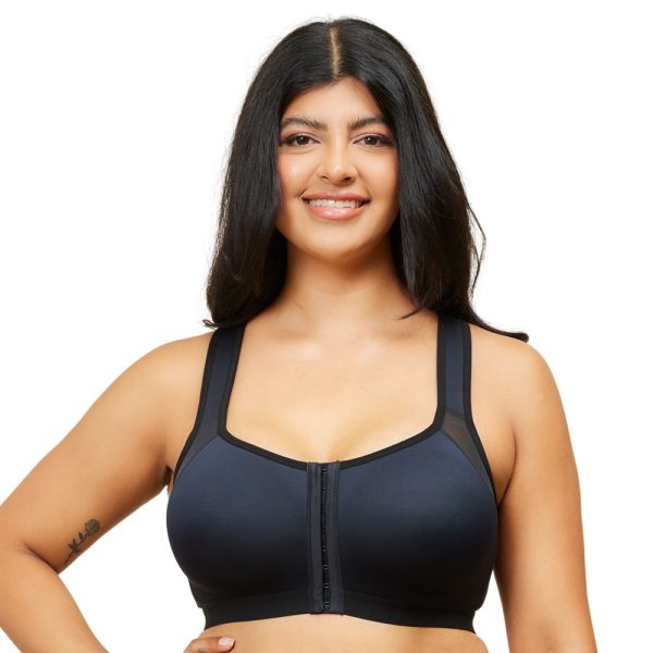 LEADING LADY Moira Wirefree Spacer Cup Front Close Bra A-FF Cups band sizes 12-26 in black & Sand - Image 3