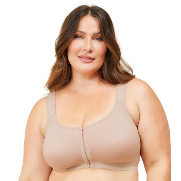 LEADING LADY Moira Wirefree Spacer Cup Front Close Bra A-FF Cups band sizes 12-26 in black & Sand