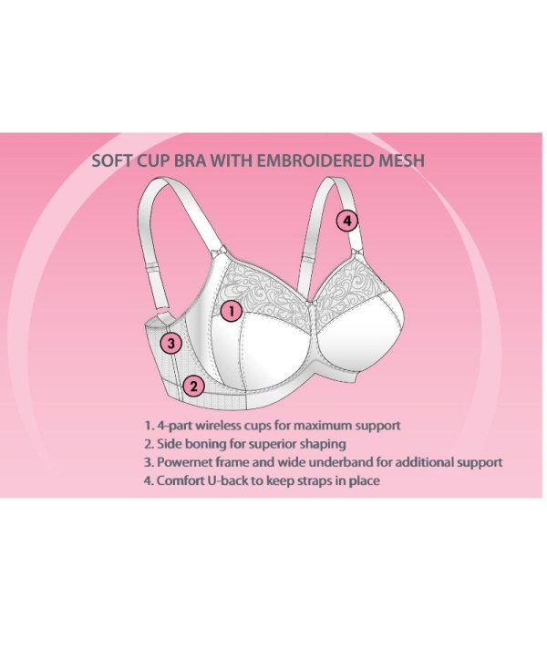 EXQUISITE FORM Fully® Soft Cup Supportive Wirefree Bra With Embroidery White 14-26 C-E cups - Image 5