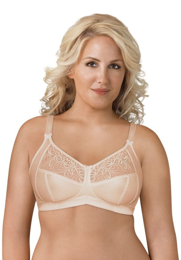 EXQUISITE FORM Fully® Soft Cup Supportive Wirefree Bra With Embroidery Beige 14-26 C-E cups