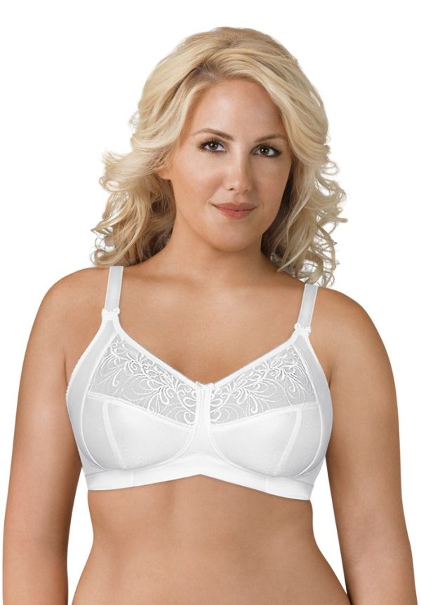 EXQUISITE FORM Fully® Soft Cup Supportive Wirefree Bra With Embroidery White 14-26 C-E cups