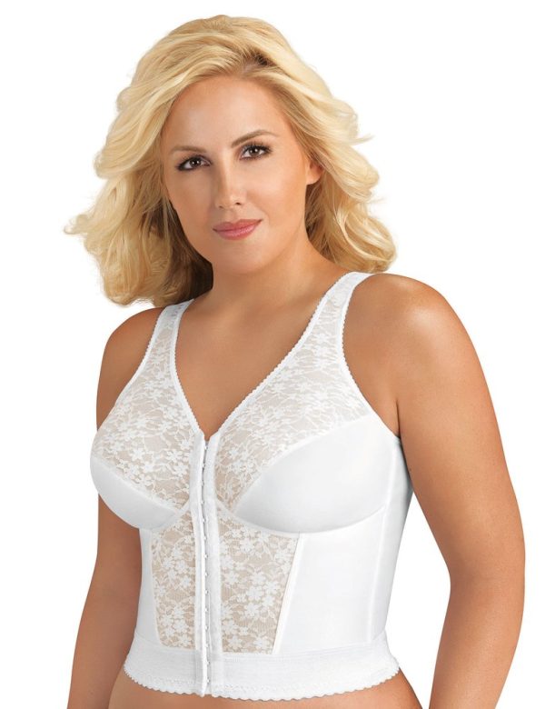 EXQUISITE FORM Front Opening Longline Bra Posture back- White - Image 2