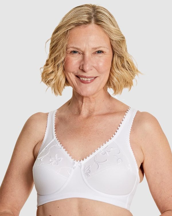 Royce Grace Wirefree Cotton Full Cup Support Bra B-FF cup and bands 10-26 in white - Image 6