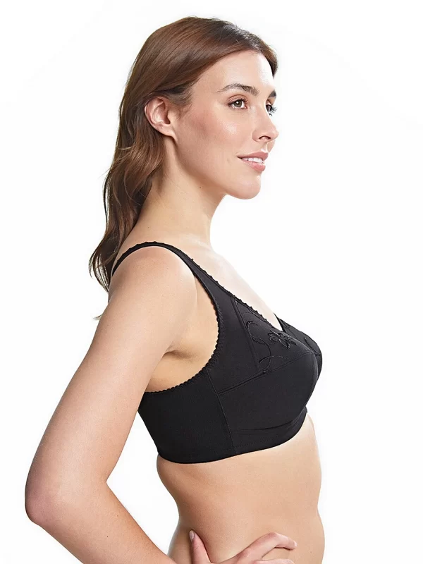 Royce Grace Wirefree Cotton Full Cup Support Bra B-FF cup and bands 10-26 in black - Image 2