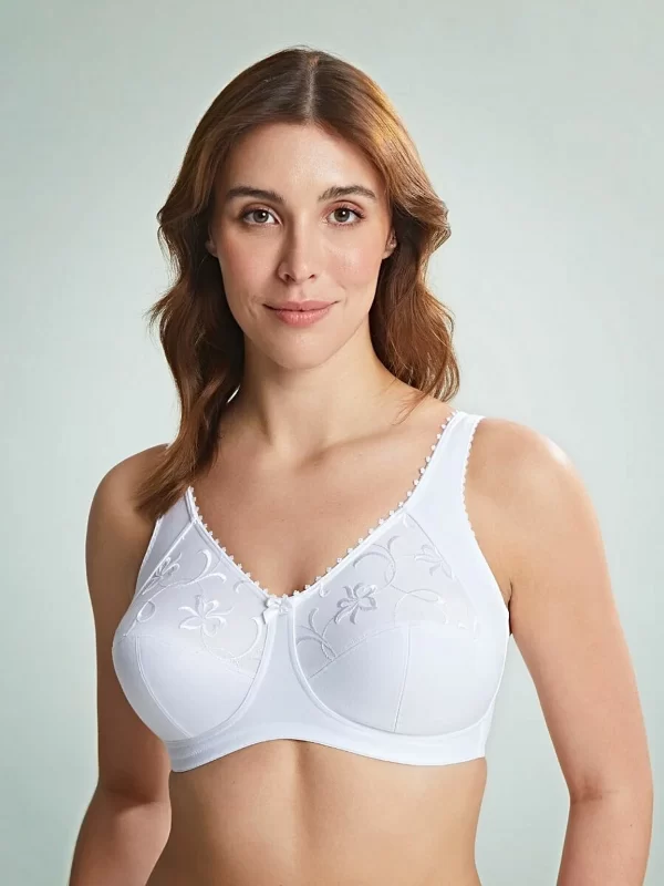 Royce Grace Wirefree Cotton Full Cup Support Bra B-FF cup and bands 10-26 in white