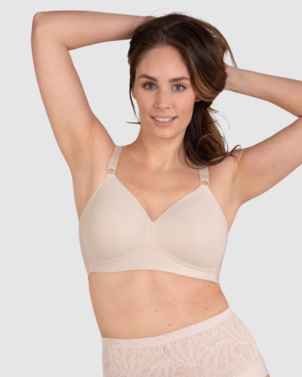 Naturana Side Smoothing Soft Cup Wireless Padded Bra 12-22 in A-D cups in Beige - Image 2