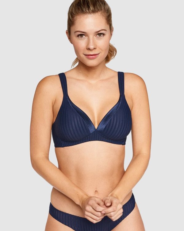 NATURANA The Wednesday Wide Strap Wirefree Bra in A-D Cups in band sizes 12-20 Navy