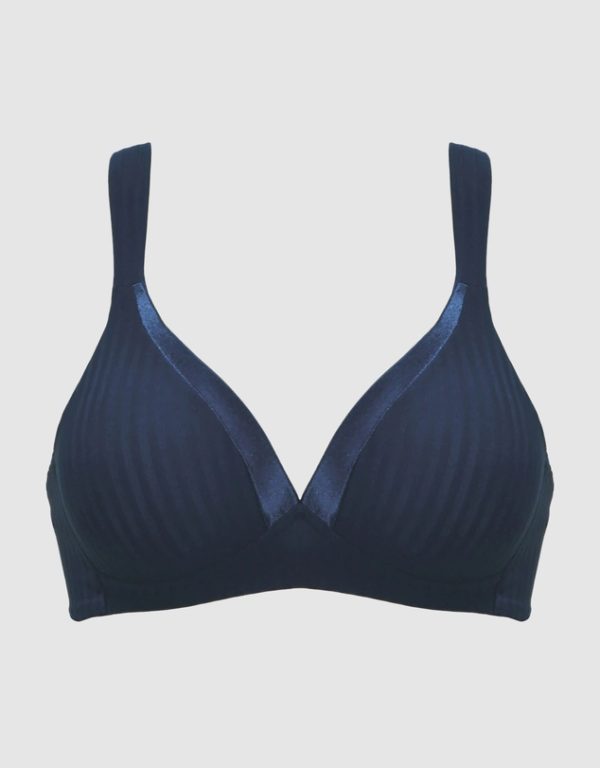 NATURANA The Wednesday Wide Strap Wirefree Bra in A-D Cups in band sizes 12-20 Navy - Image 4