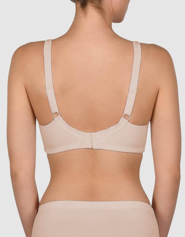 NATURANA Cotton Soft Bra with lace cup trim - Firm Support in B-DD Cups in band sizes 12-24 Beige - Image 3