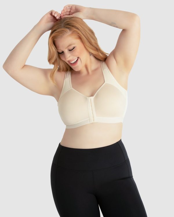 LEADING LADY Lillian Wirefree Back Smoothing Front Close Bra 16-28 A-DD Black & Nude - Image 3