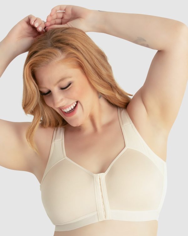 LEADING LADY Lillian Wirefree Back Smoothing Front Close Bra 16-28 A-DD Black & Nude