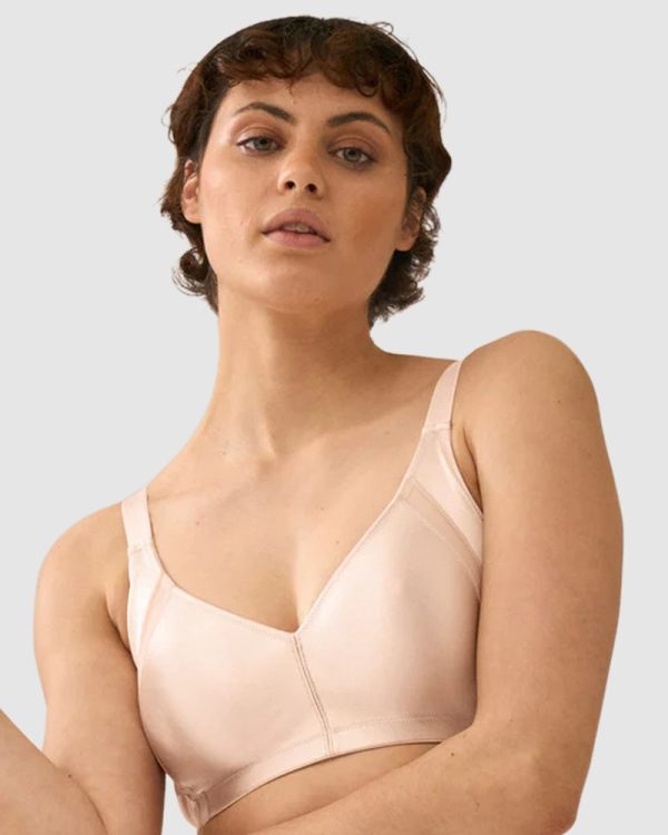 NATURANA Curve Hugger Seamless Wirefree Minimiser Bra in bands 12-22 B to E Cup in Beige