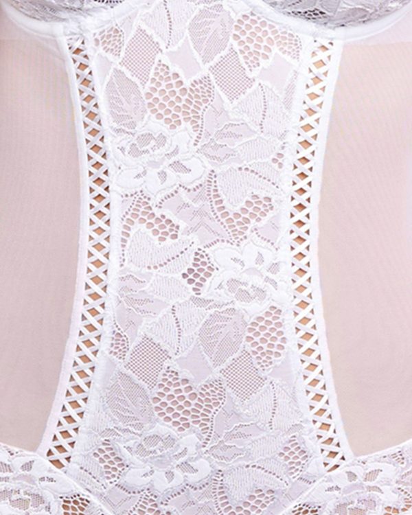 Sans Complexe Arum Underwired Lace Bodysuit sizes 12-16 in cups C-D-DD White - Image 5