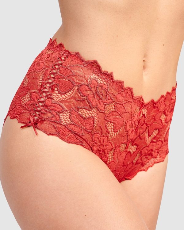 Sans Complexe Arum Mid-Rise Lace Brief Jester Red - Image 2