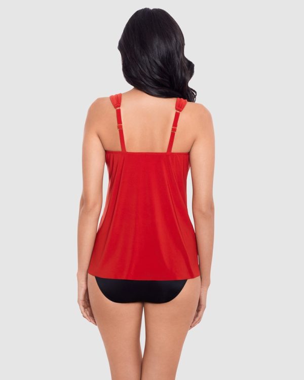 Miraclesuit Dazzle Underwired Draped Tankini Top- Cayenne - Image 3