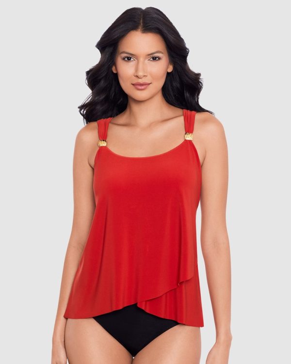 Miraclesuit Dazzle Underwired Draped Tankini Top- Cayenne - Image 2